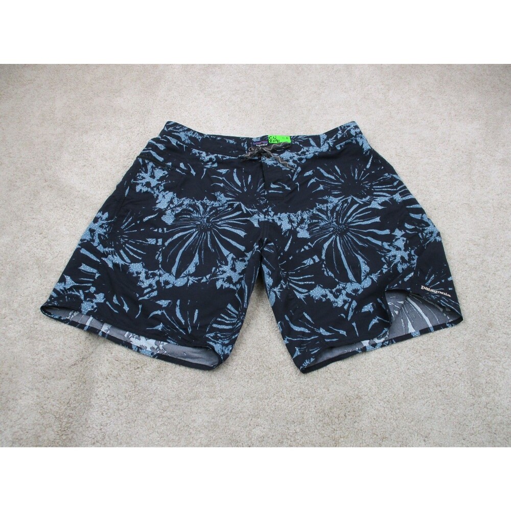 Patagonia Wavefarer Board Shorts Mens 40 Blue Floral Surf Surfer Swim Trunks 21"